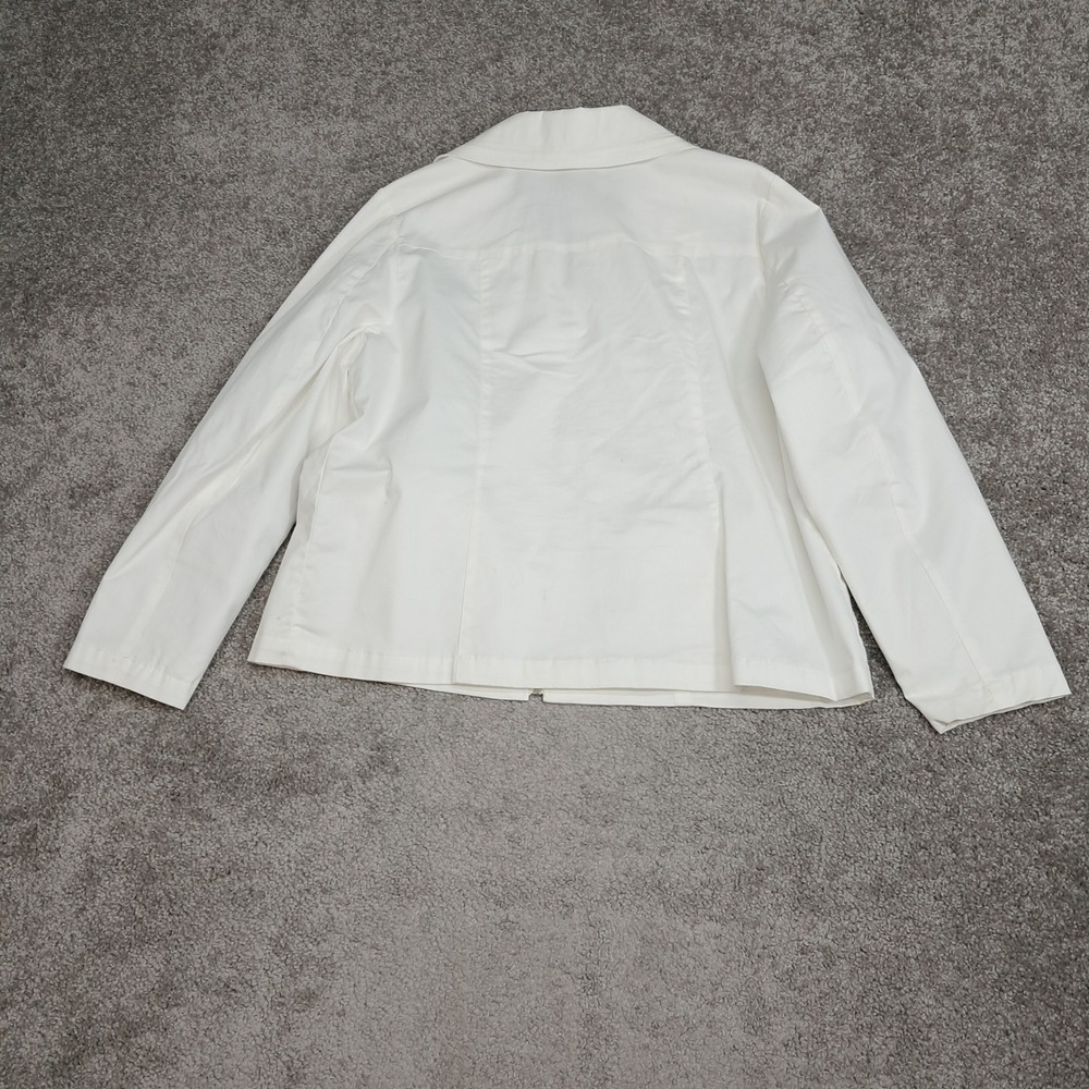 Studio Works Petite White Full Zip Drawstring Collar Utility Jacket PXL 7980 - Picture 5 of 8